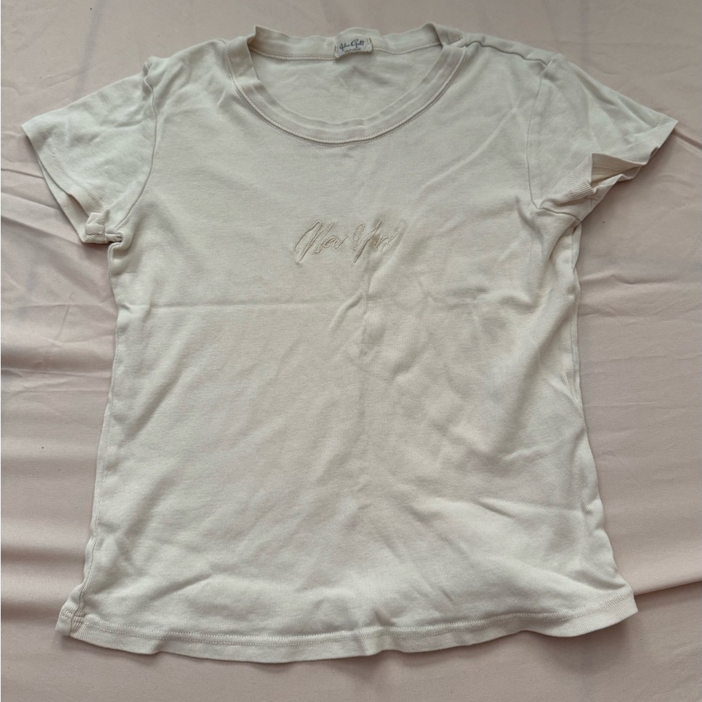 John Galt Cream/Light Pink New York Baby Tee